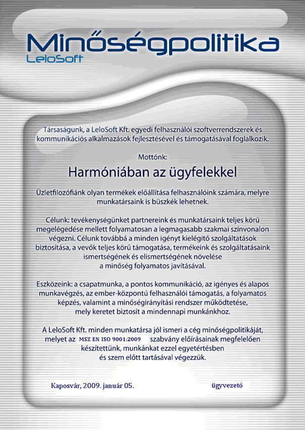 Minőségpolitika Minőségpolitika